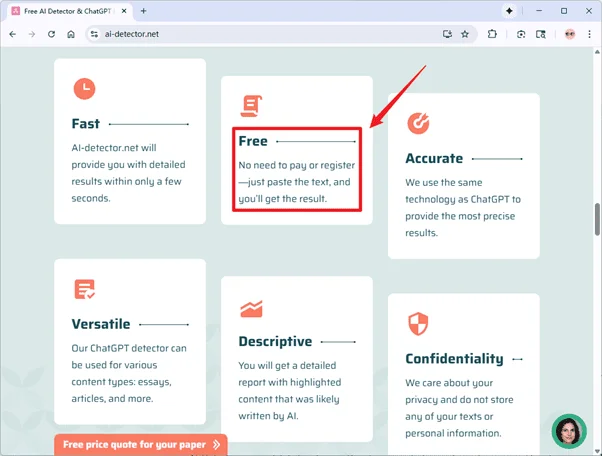 AI-Detector ist kostenlos nutzbar