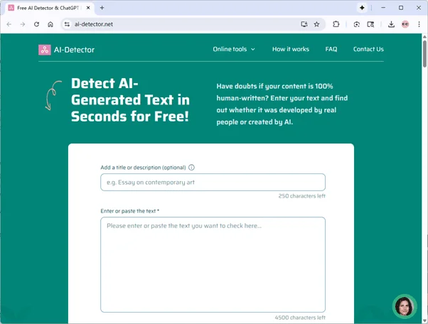 AI-Detector Startseite