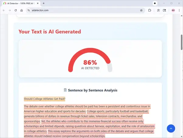 AiDetector überprüft reine KI-Textergebnisse AiDetector überprüft reine KI-Textergebnisse