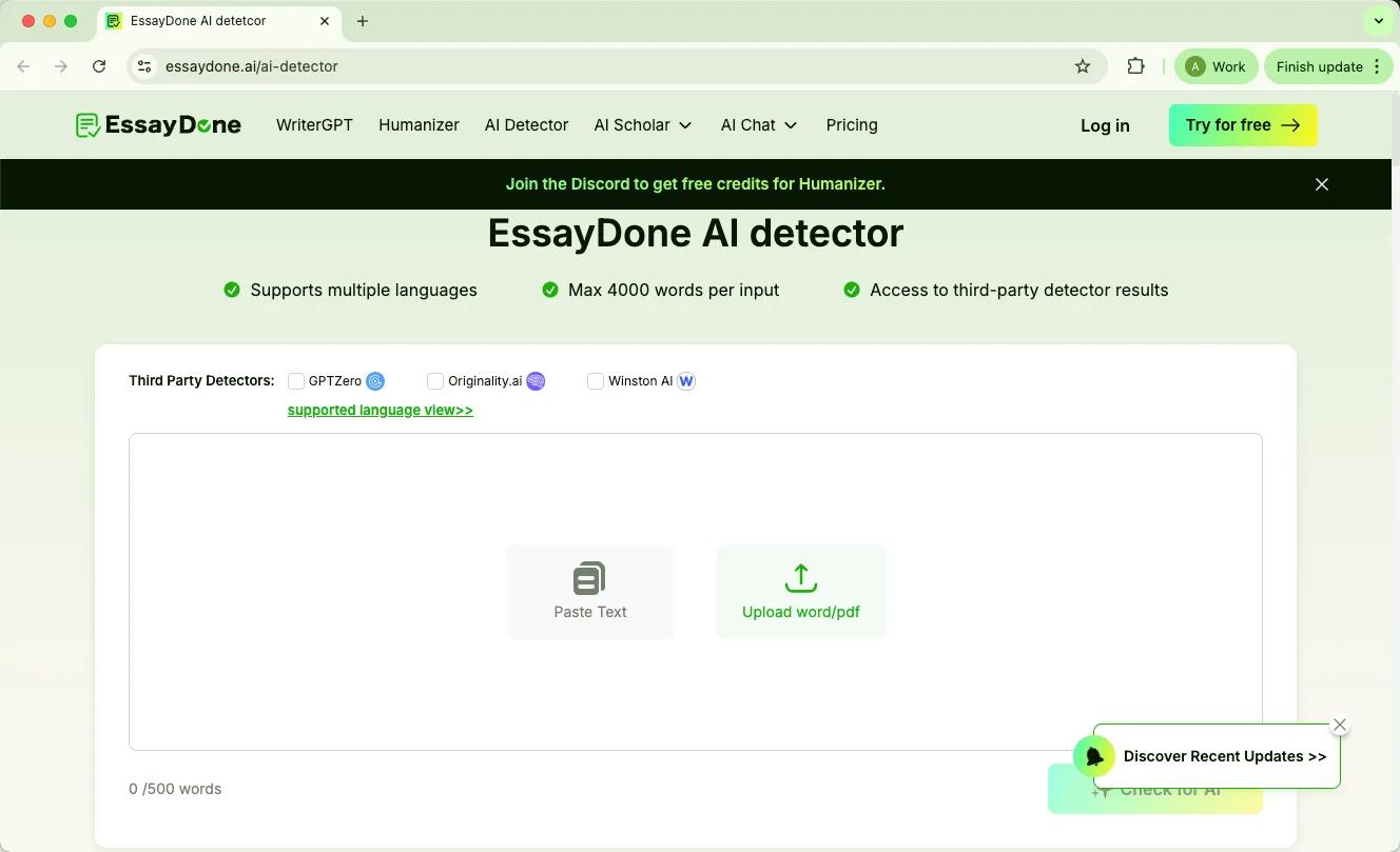 EssayDone AI Detector Homepage EssayDone AI Detector Homepage