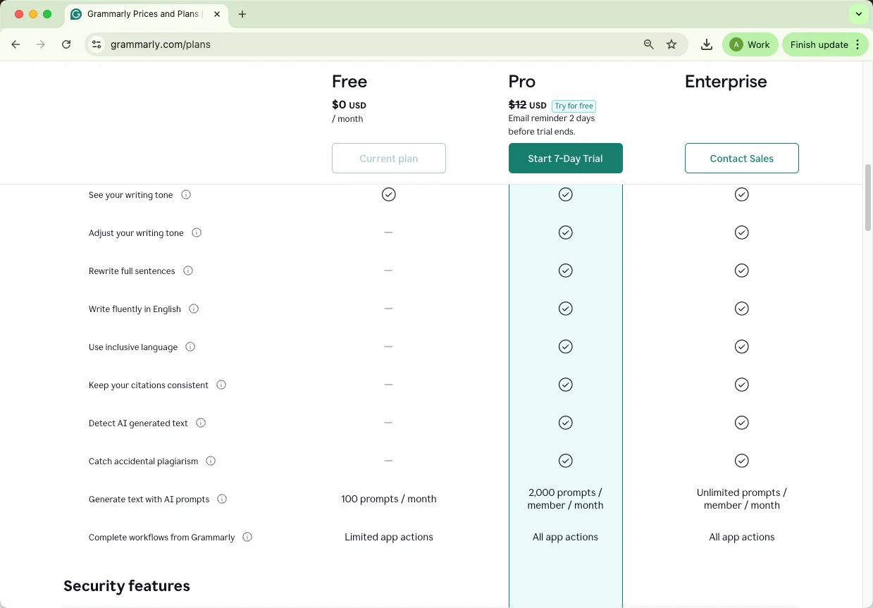 Grammarly Pricing
