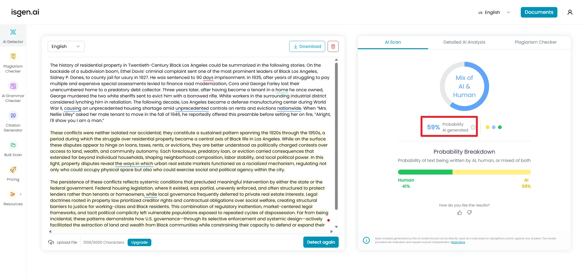 Isgen checks mixed AI and human writing