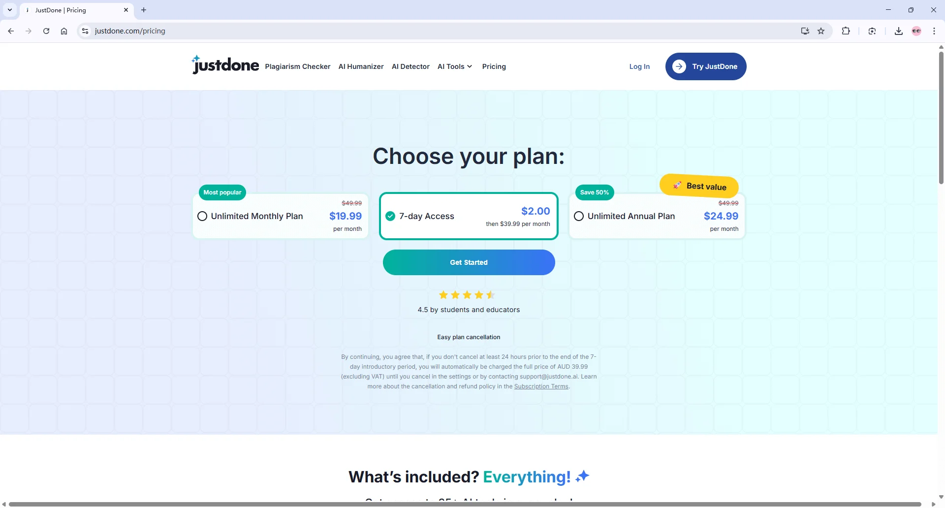 JustDone pricing