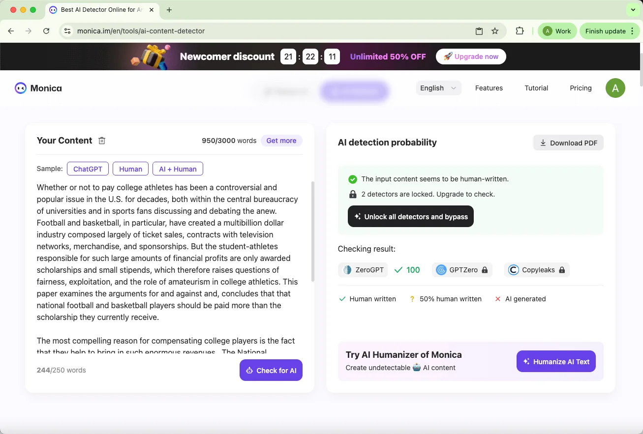 Monica AI detector check essaydone humanized text 0 percent AI Monica AI detector check essaydone humanized text 0 percent AI