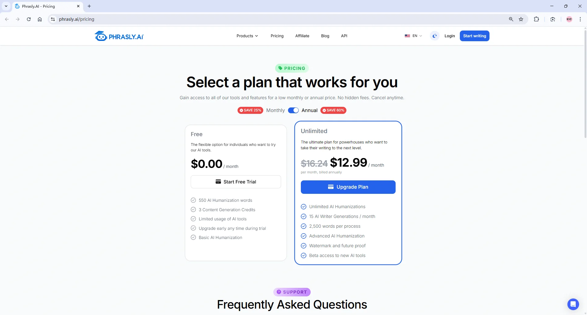 Phrasly pricing