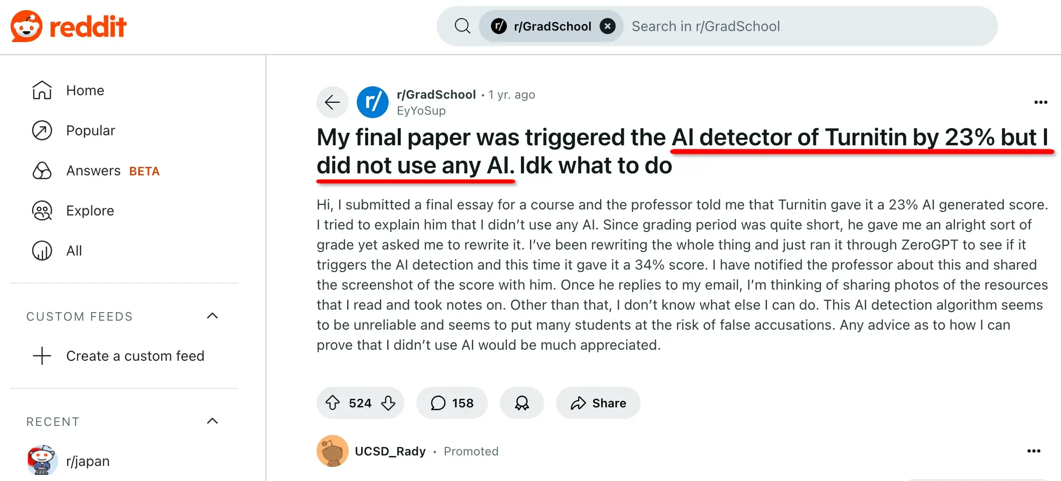 Rapport d'un étudiant sur Reddit : le document final a déclenché le détecteur d'IA de Turnitin Rapport d'un étudiant sur Reddit : le document final a déclenché le détecteur d'IA de Turnitin