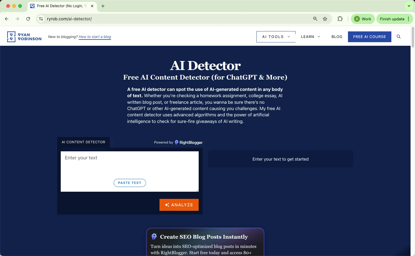 RyRob AI Detector Homepage RyRob AI Detector Homepage