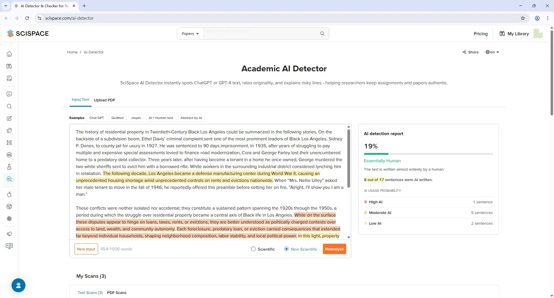 SciSpace checks mixed AI and human writing