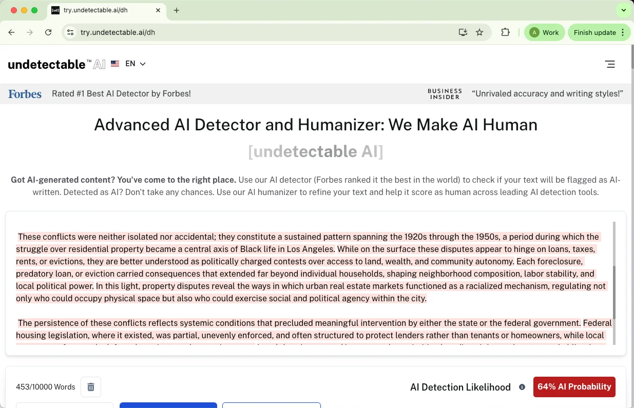 Undetectable AI Detector überprüft Ergebnisse für gemischten KI- und menschlichen Text Undetectable AI Detector überprüft Ergebnisse für gemischten KI- und menschlichen Text