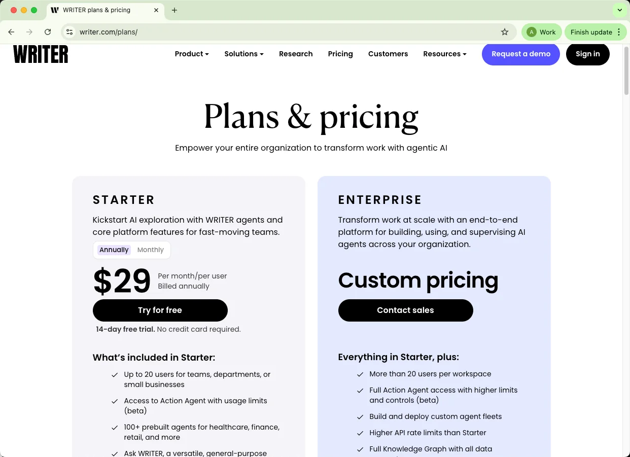 Writer Pricing