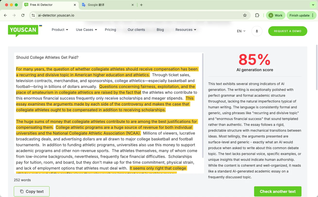 Youscan AI detector checks quillbot humanized text results Youscan AI detector checks quillbot humanized text results
