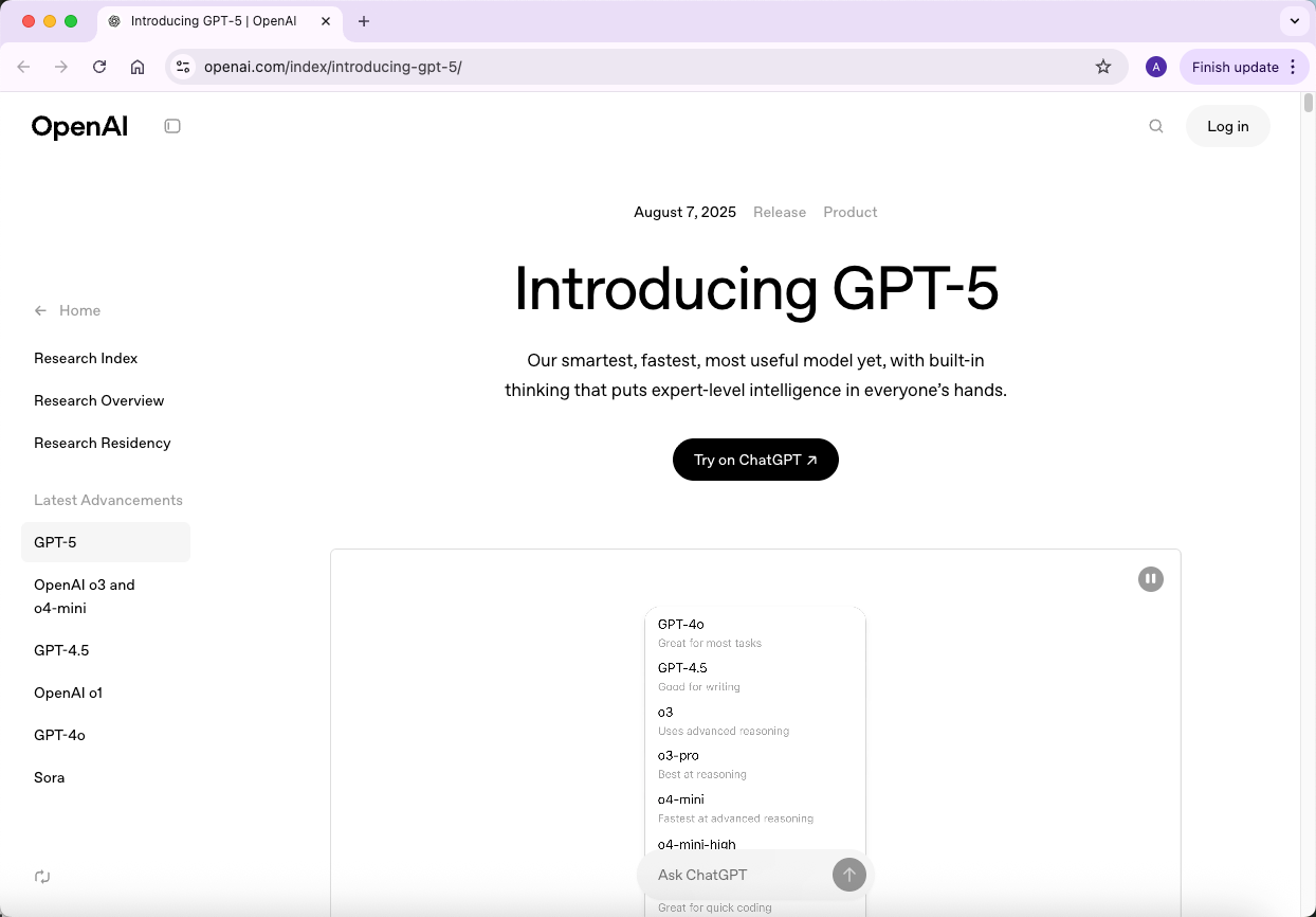 OpenAI Introducing GPT-5