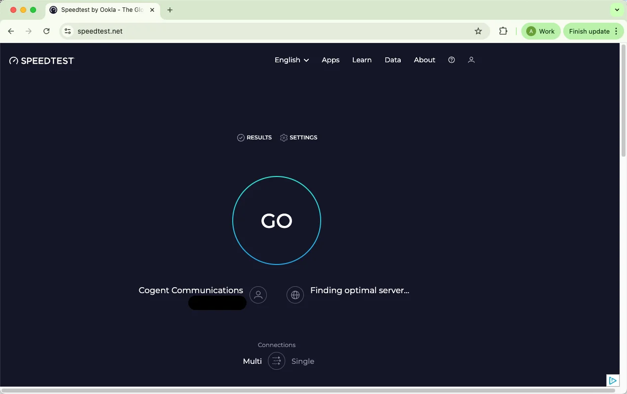 Speedtest homepage
