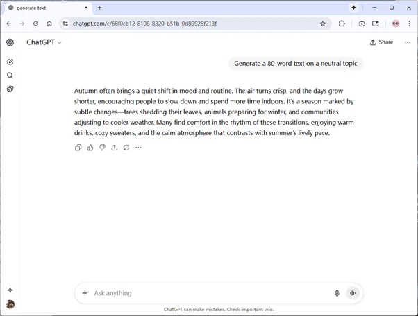 ChatGPT output Autumn and seasonal change ChatGPT output Autumn and seasonal change