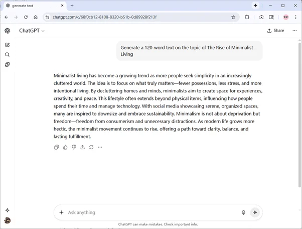 ChatGPT output The Rise of Minimalist Living ChatGPT output The Rise of Minimalist Living