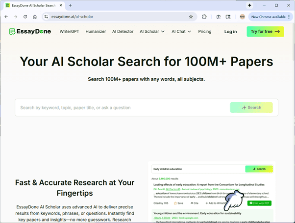 EssayDone Al Scholar homepage EssayDone Al Scholar homepage