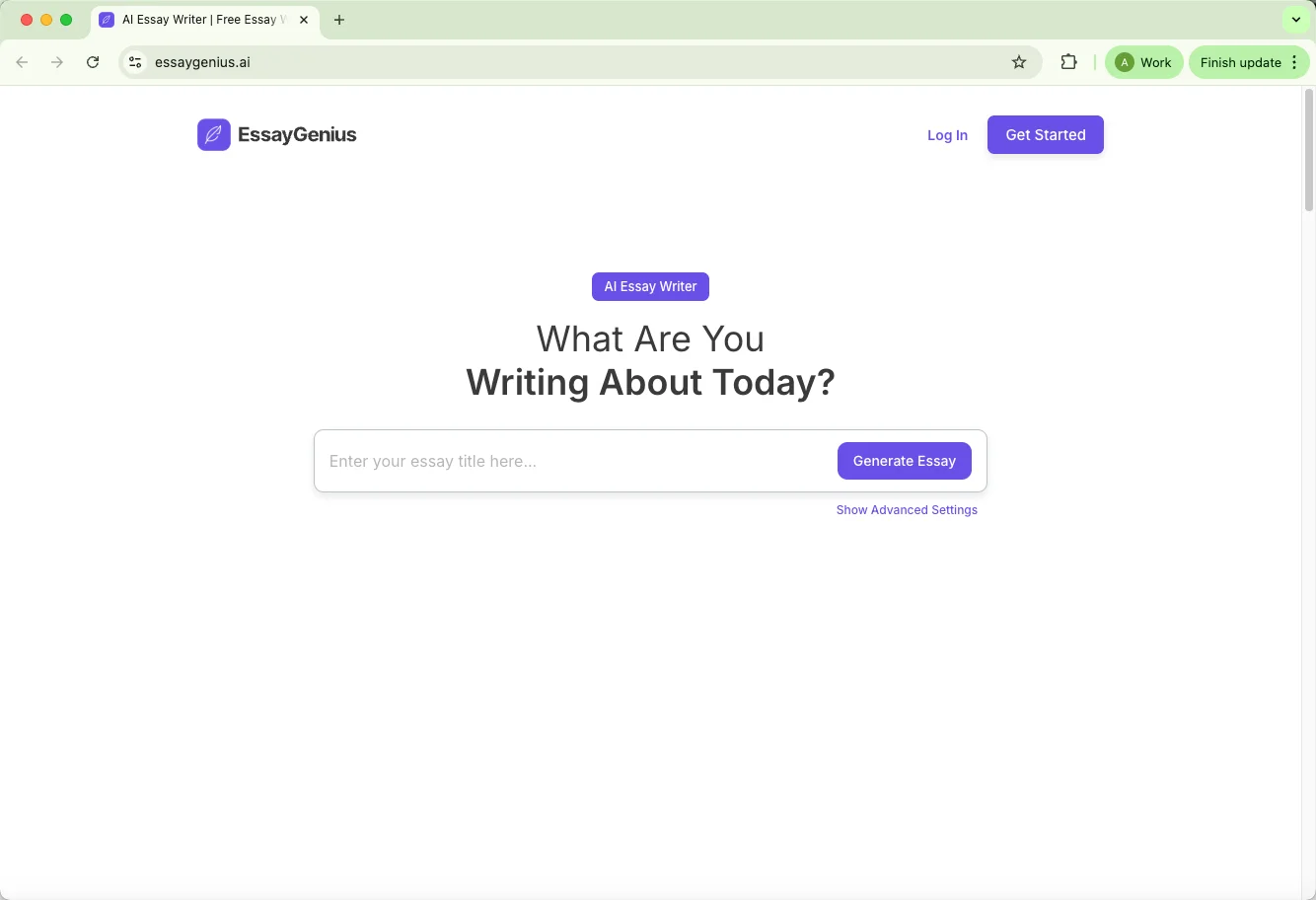 EssayGenius AI homepage