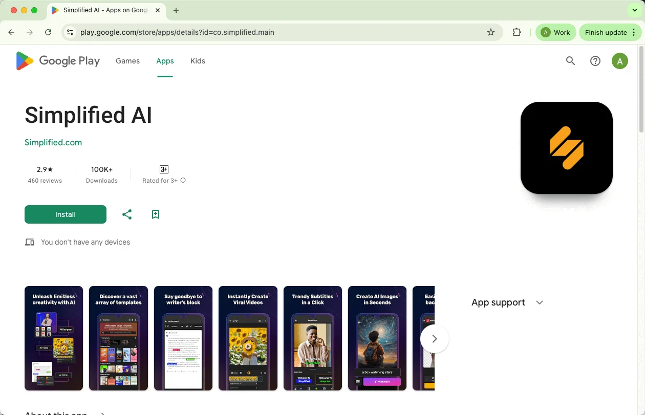 Google play Simplified AI mobile app Google play Simplified AI mobile app