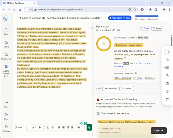 GPTzero scores grammatically-optimized Humanize AI humanized text 100 percent AI  GPTzero scores grammatically-optimized Humanize AI humanized text 100 percent AI