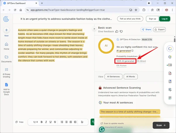 GPTzero scores grammatically-optimized uPass AI humanized text 100% AI GPTzero scores grammatically-optimized uPass AI humanized text 100% AI