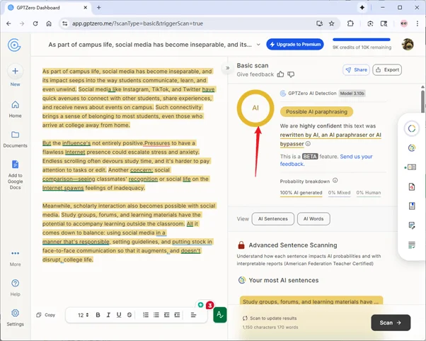 GPTzero scores the output of Humanize AI 100 percent AI GPTzero scores the output of Humanize AI 100 percent AI