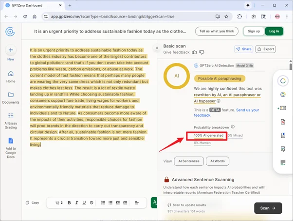 GPTzero scores the output of Humbot AI 100% AI  GPTzero scores the output of Humbot AI 100% AI