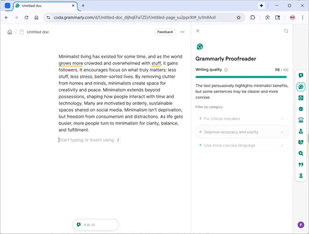 Grammarly Scoring Tenorshare AI Humanized Text Amended Version 98 Grammarly Scoring Tenorshare AI Humanized Text Amended Version 98