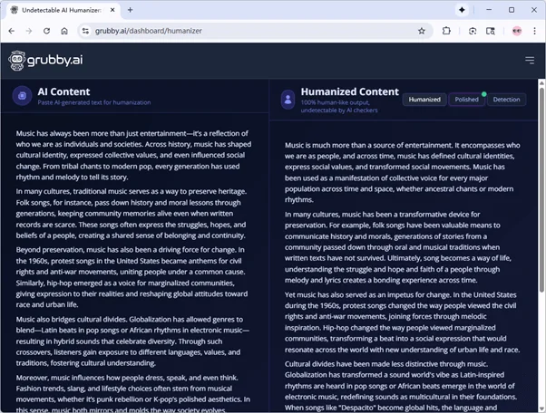 Grubby AI 人性化 ChatGPT 输出