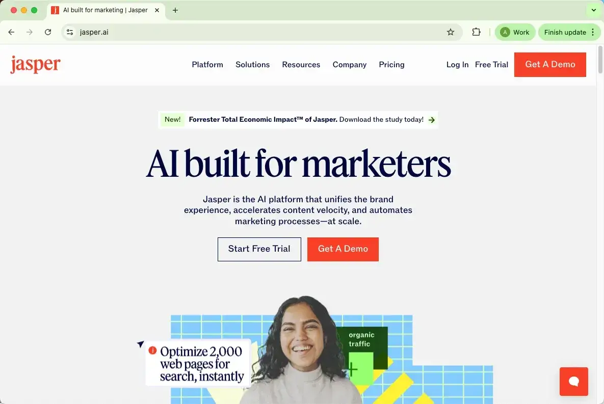 Jasper AI homepage Jasper AI homepage