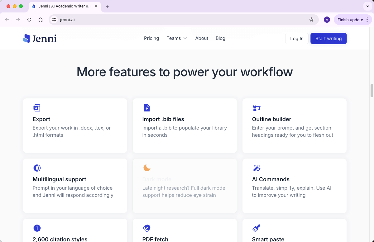 Jenni AI more features