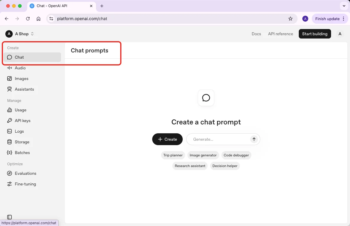 OpenAI Playground Chat