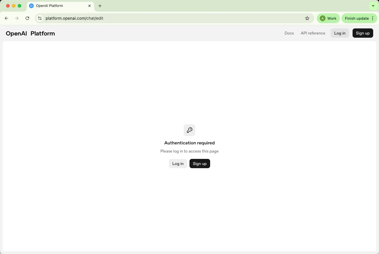 OpenAI Playground log in or sign up