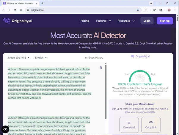 Originality ai scores grammatically-optimized uPass AI humanized text 0% AI Originality ai scores grammatically-optimized uPass AI humanized text 0% AI