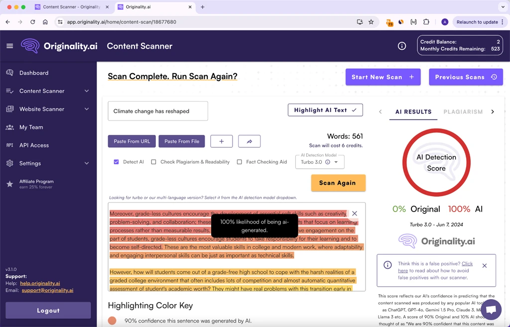 Phrasly.Ai Humanisierungsausgabe Grammarly Geänderte Version 100 Prozent AI