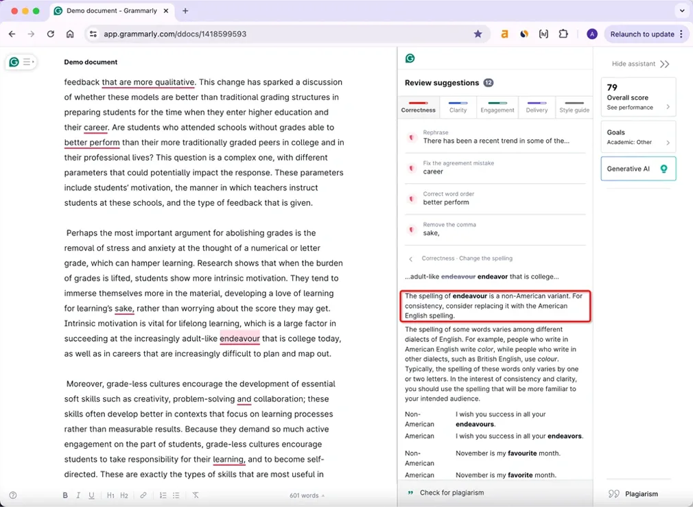 Phrasly.ai Humanisierungsausgabe Grammarly Bewertungen Vorschläge