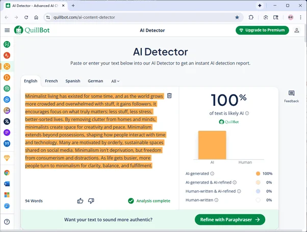 Quillbot scores grammatically-optimized Tenorshare AI humanized text 100% AI Quillbot scores grammatically-optimized Tenorshare AI humanized text 100% AI
