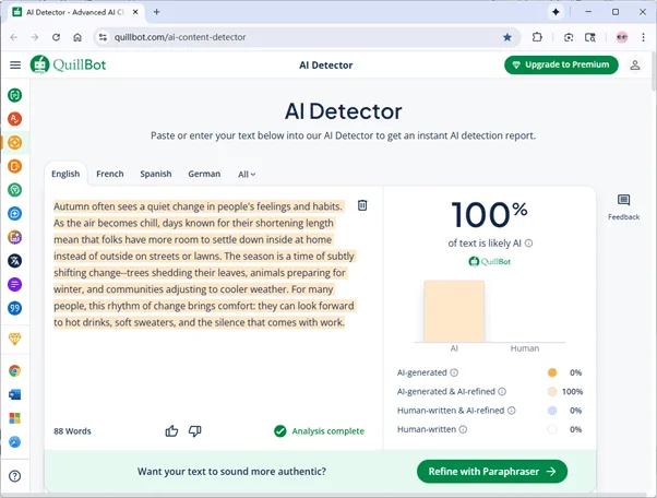 Quillbot scores grammatically-optimized uPass AI humanized text 100% AI Quillbot scores grammatically-optimized uPass AI humanized text 100% AI