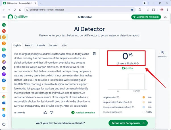 Quillbot scores the output of Humbot AI 0% AI Quillbot scores the output of Humbot AI 0% AI