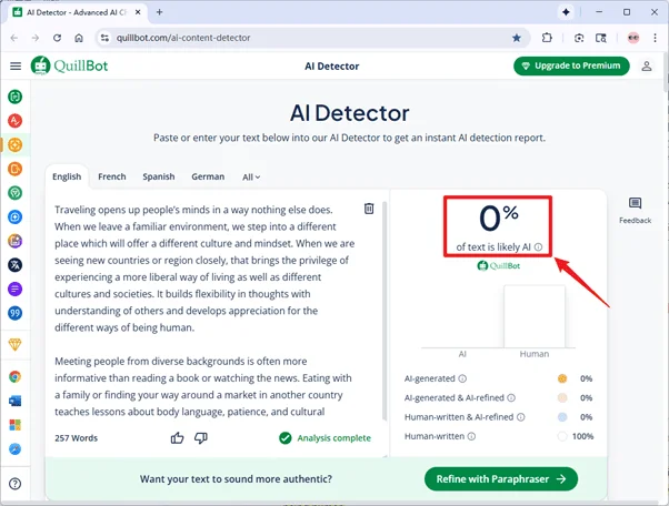 Quillbot scores the output of Ryne AI 0% AI Quillbot scores the output of Ryne AI 0% AI