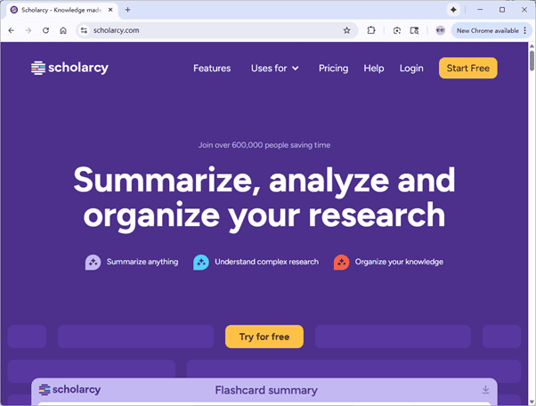 Scholarcy homepage Scholarcy homepage