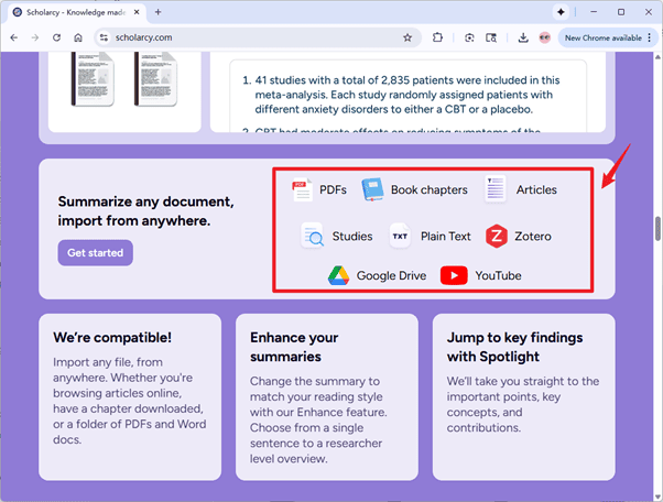 Scholarcy supported documents Scholarcy supported documents