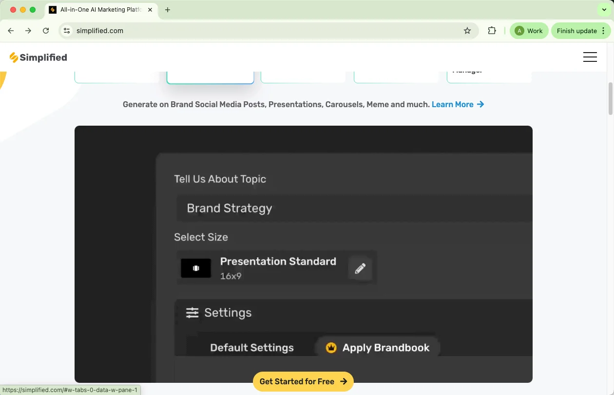 Simplified com AI workflow interface Simplified com AI workflow interface