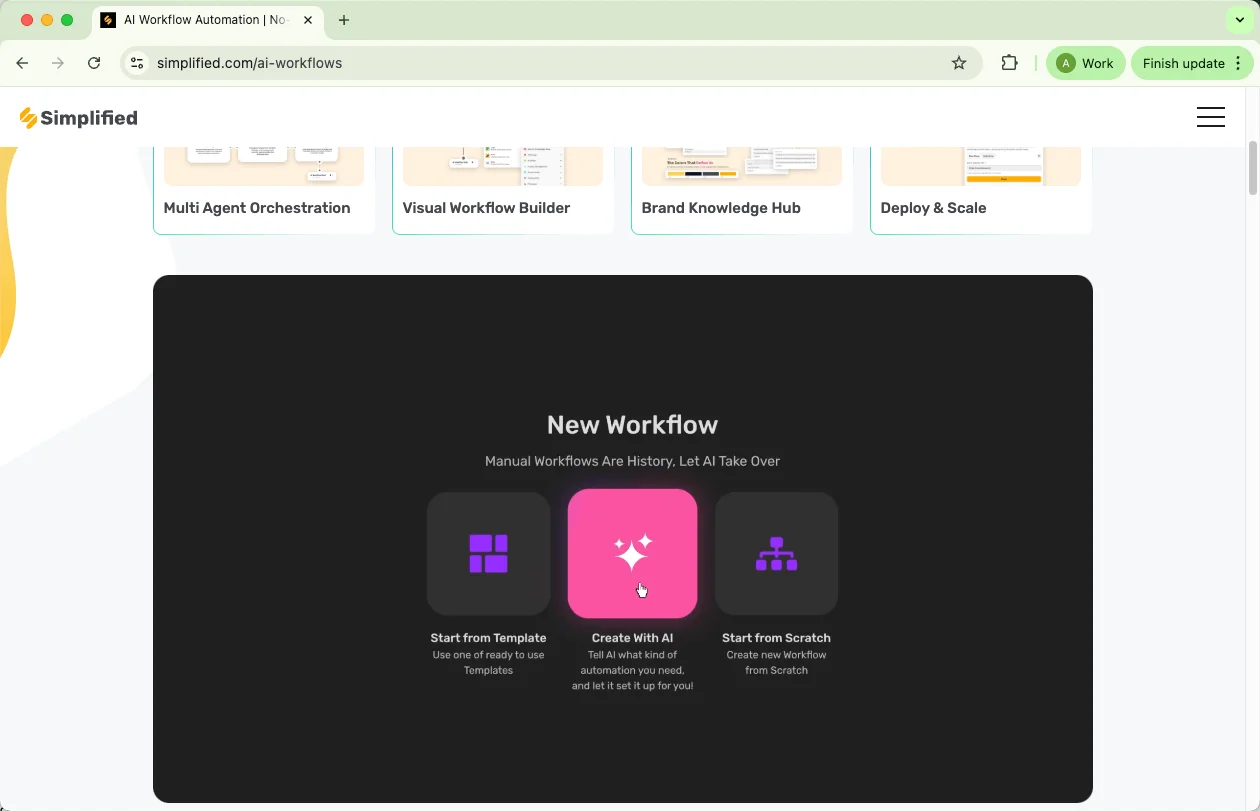 Simplified AI workflow interface Simplified AI workflow interface