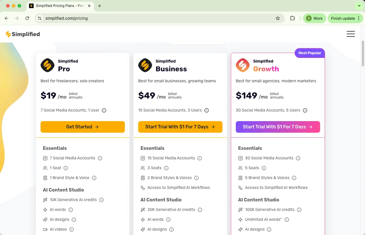 Simplified pricing Simplified pricing