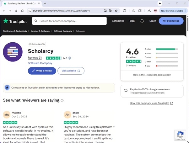 Trustpilot review page Trustpilot review page