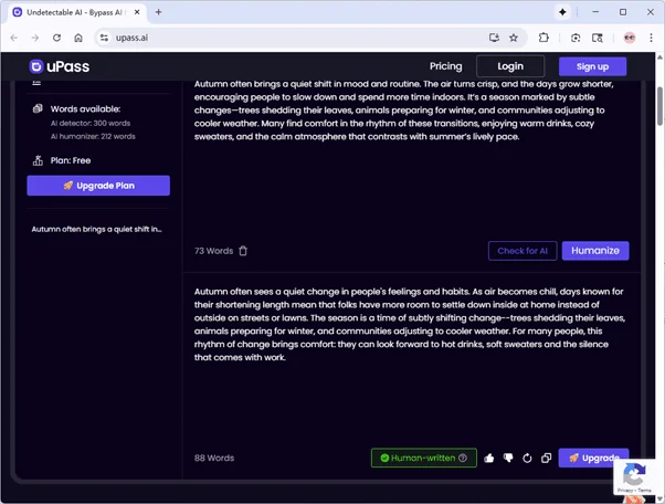 uPass AI humanizes ChatGPT output uPass AI humanizes ChatGPT output
