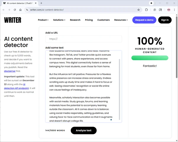 Writer scores grammatically-optimized Humanize AI humanized text 0 percent AI Writer scores grammatically-optimized Humanize AI humanized text 0 percent AI