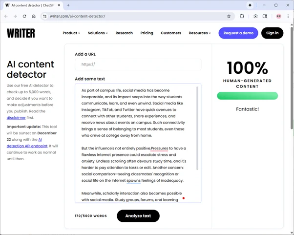 Writer scores the output of Humanize AI 0 percent AI Writer scores the output of Humanize AI 0 percent AI