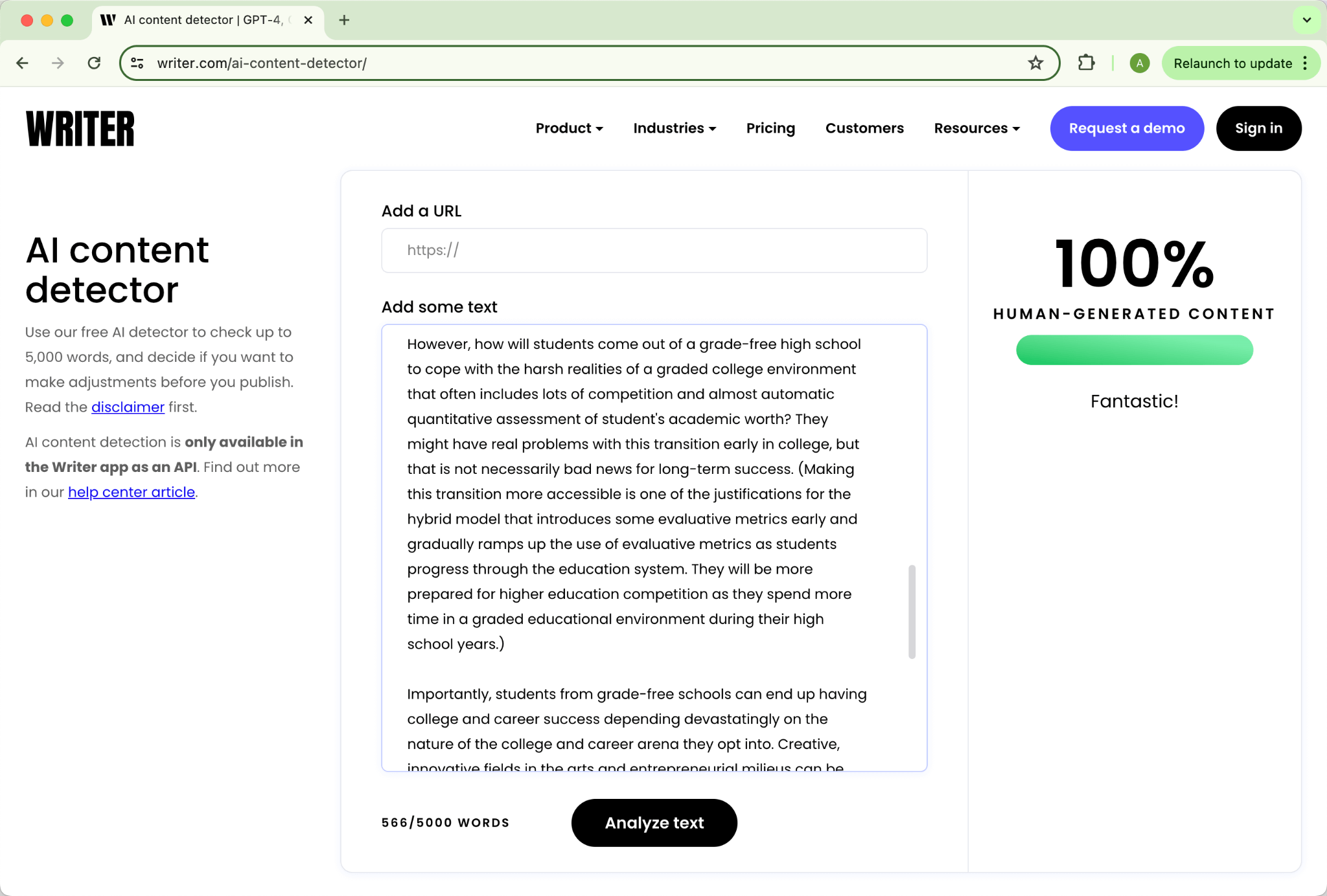 Writer Bewertung Phrasly.Ai Humanisierung Grammarly Geänderte Version 0 Prozent AI