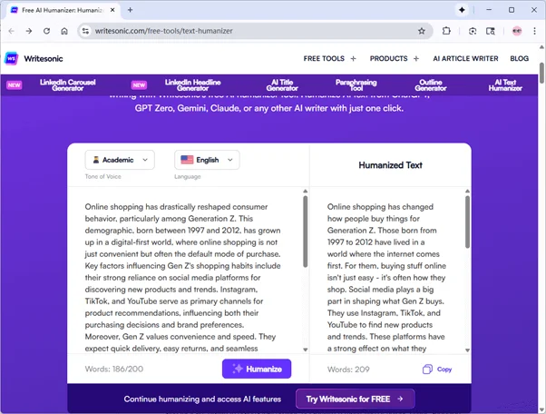 Writesonic AI humanizer humanizes ChatGPT output Writesonic AI humanizer humanizes ChatGPT output